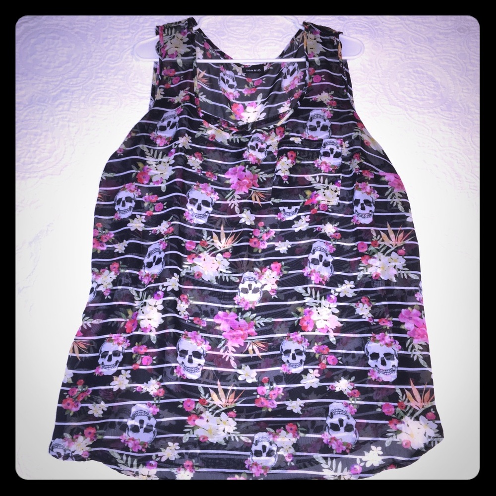 Summer Sale! Plus size Tropical semi sheer tank